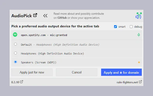 I-download ang AudioPick Chrome Extension – Pamahalaan ang Audio - Screenshot 3