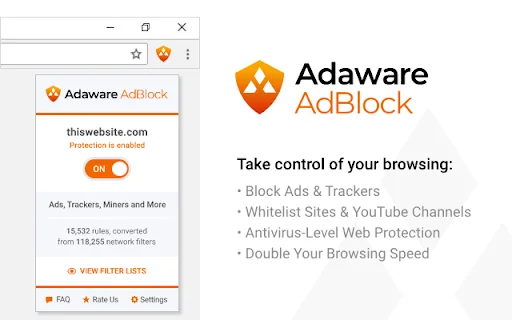 I-download ang Adaware AdBlock: Mabilis at Libreng Ad Blocker - Screenshot 1