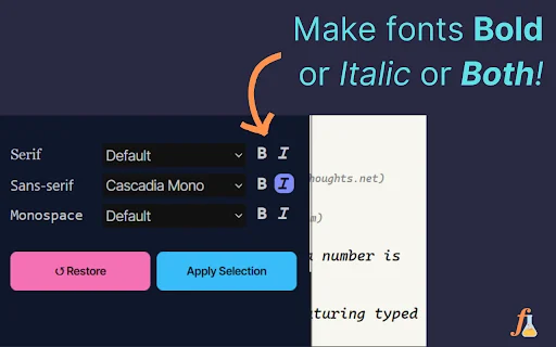 I-download ang Fontonic para sa Chrome – Baguhin ang Font ng Website - Screenshot 6