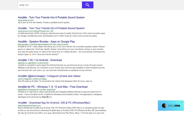 I-download ang AmpMe Chrome Extension – Mabilis na Search Engine - Screenshot 4